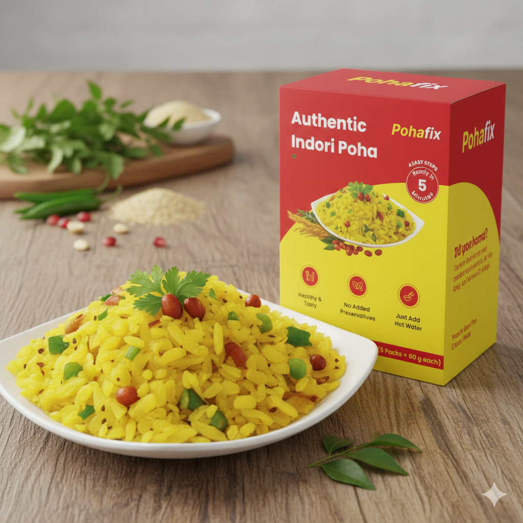 PohaFix Authentic Instant Poha – Instant Indian Breakfast | Ready in 5 Minutes | No Preservatives