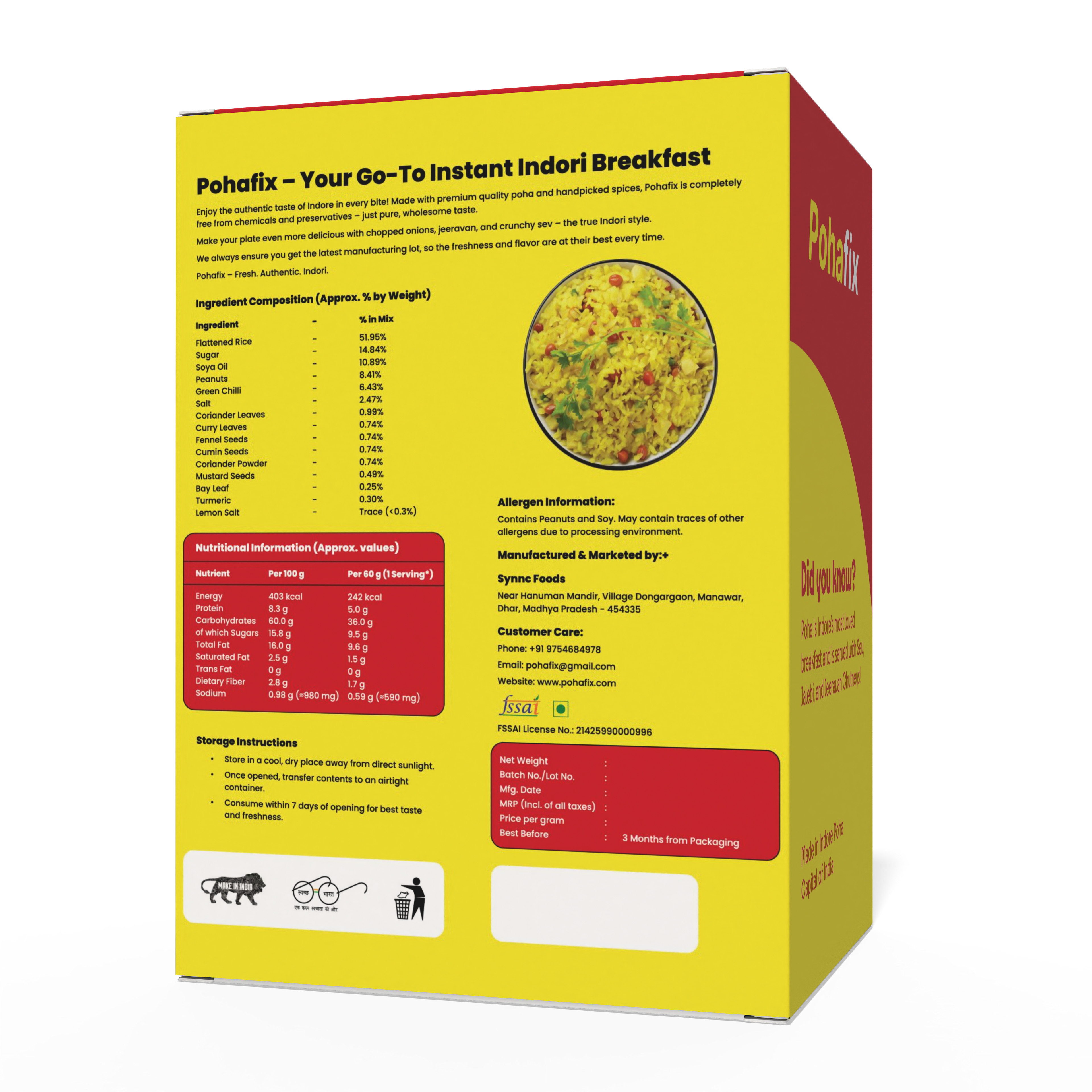 PohaFix Authentic Instant Poha – Instant Indian Breakfast | Ready in 5 Minutes | No Preservatives